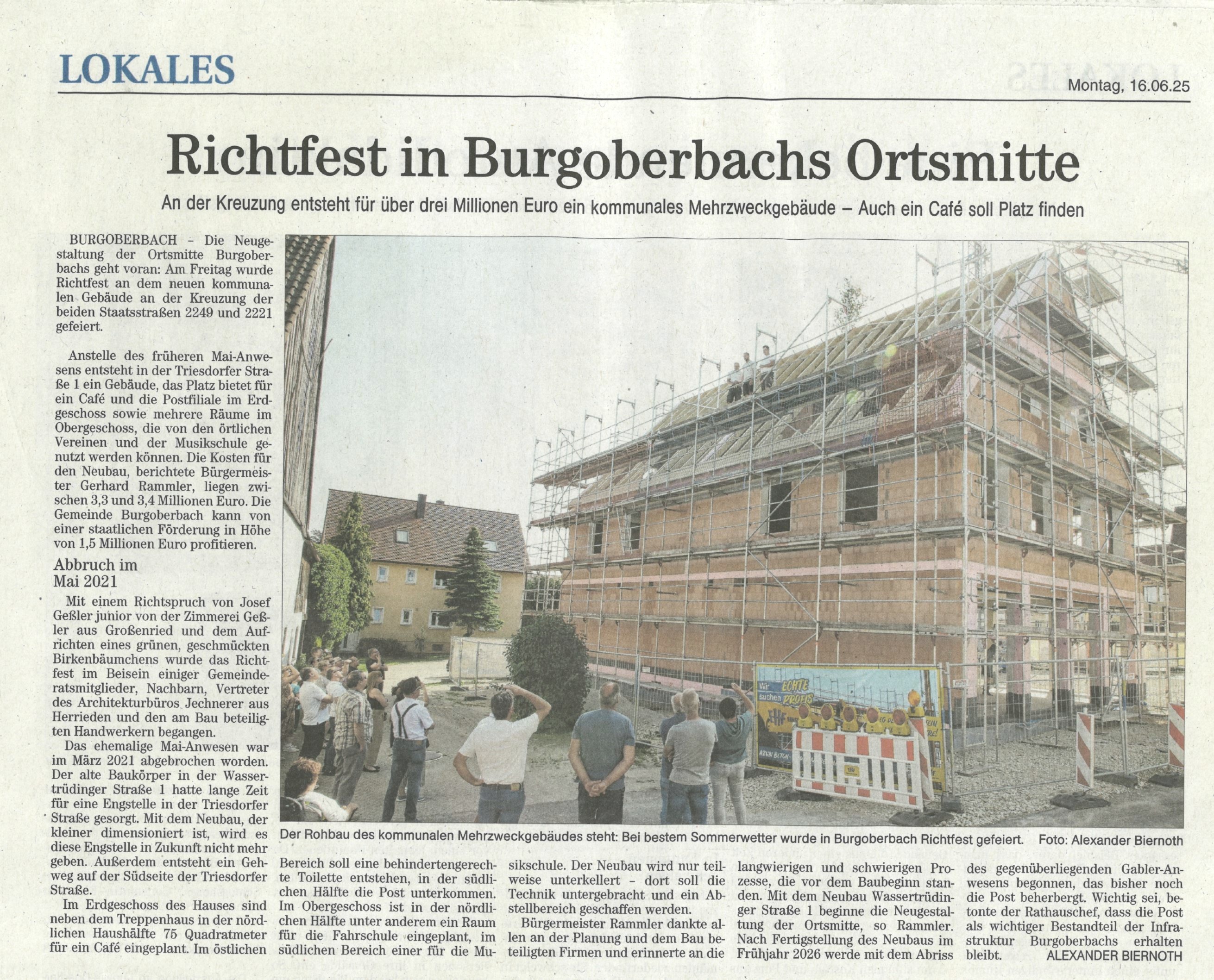 richtfest kommunaler neubau in burgoberbach